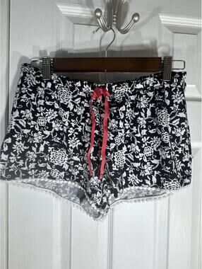Apt. 9 Intimates Black White Floral Drawstring Lounge Shorts Size S